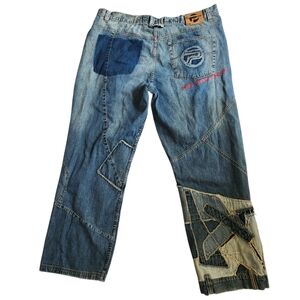 Vtg 90s Y2K Pepe Jeans London UK 73 Patchwork Distressed Baggy Streetwear Sz 46